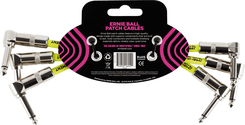 Ernie Ball 6050 Patchkabel Zwart Set 15 cm
