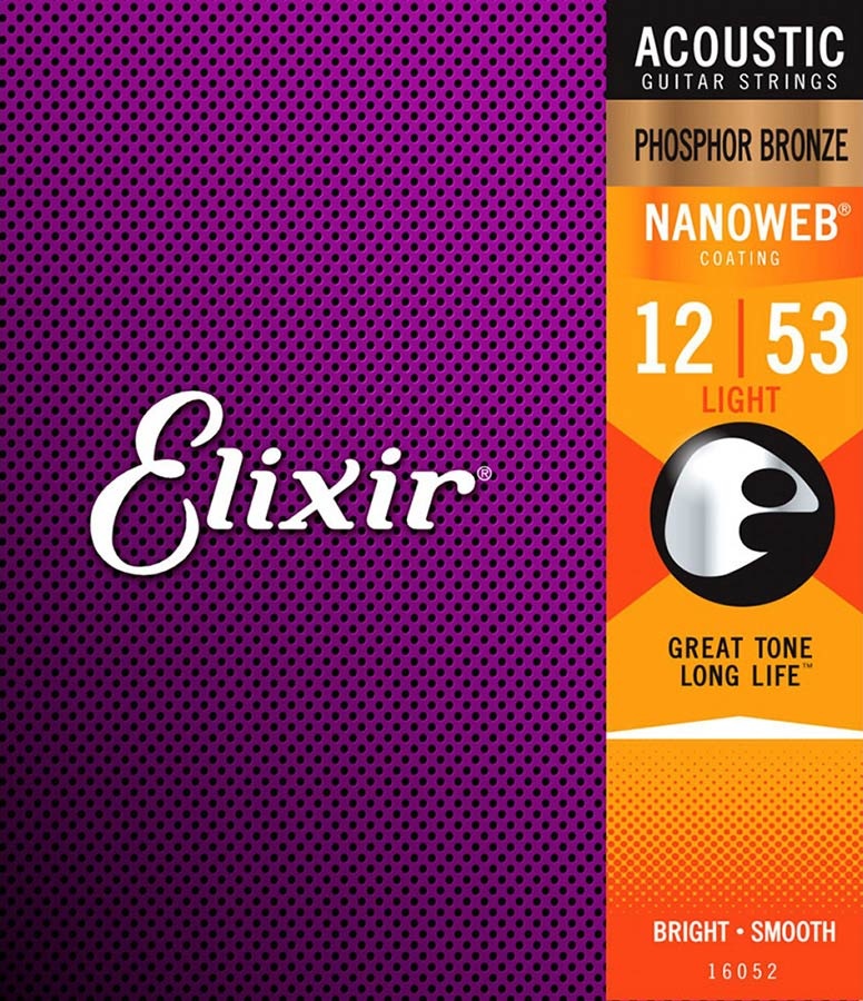 Elixir 16052 Acoustic Phosphor Bronze Nanoweb Light 12-53