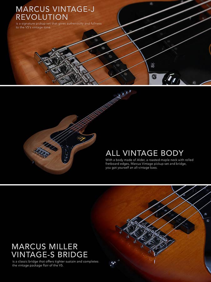 Sire Marcus Miller V5-4 Alder Naturel Linkshandig Elektrische Basgitaar