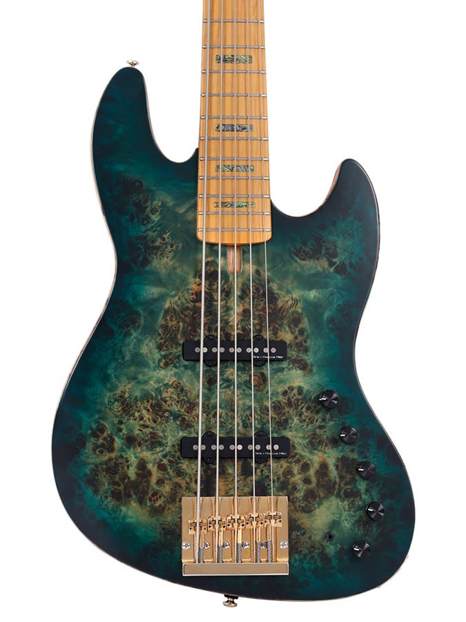 Sire Marcus Miller V10-5 Green Satin Met Hoes Elektrische Basgitaar