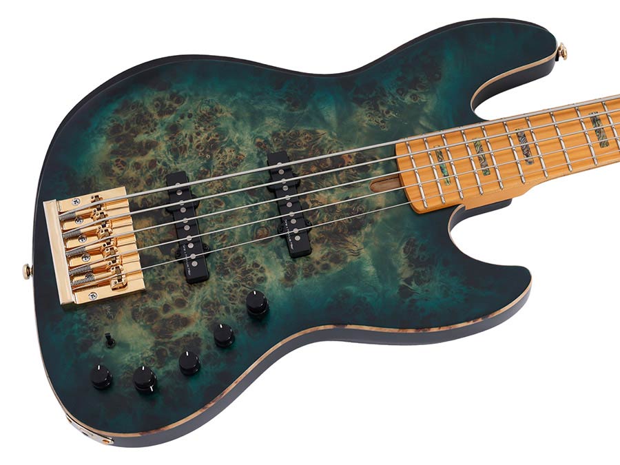 Sire Marcus Miller V10-5 Green Satin Met Hoes Elektrische Basgitaar