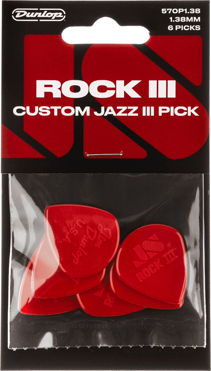 Dunlop 570P1.38 Rock III Plectrums 6 Stuks | 1.38mm