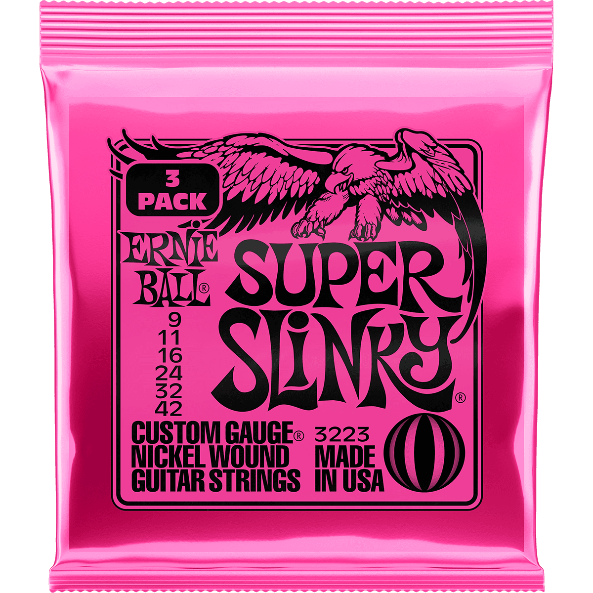 Ernie Ball 3223 Super Slinky Nickel Wound 3 Pack 009 - 042