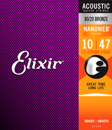 Elixir 11152 80/20 Brons 12-snarig 10-47 Akoestisch Nanoweb Light