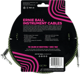 Ernie Ball 6077 Instrument Cable Black/Green Woven | 3 meters