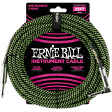 Ernie Ball 6077 Instrumentenkabel Schwarz/Grün gewebt | 3 Meter