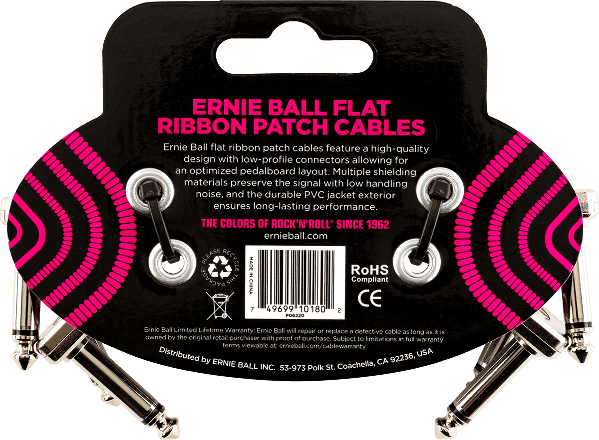 Ernie Ball 6220 Patch Cable Flat Ribbon Set | 7.5 cm