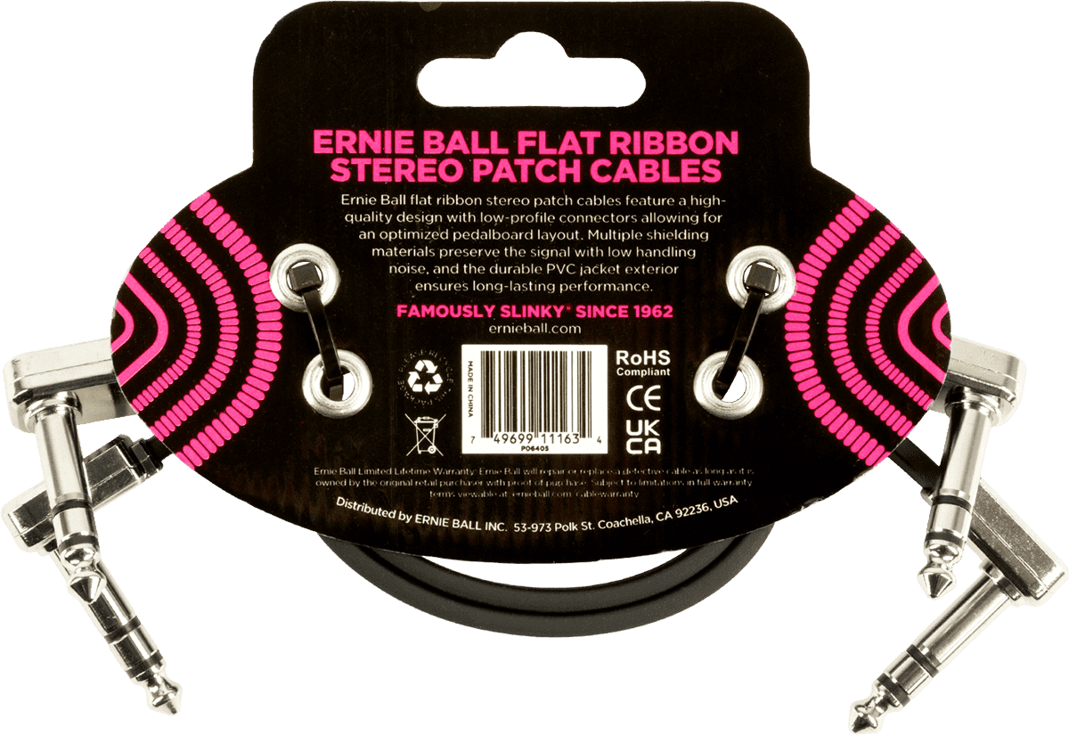Ernie Ball 6405 Patch Cable Black | 30cm