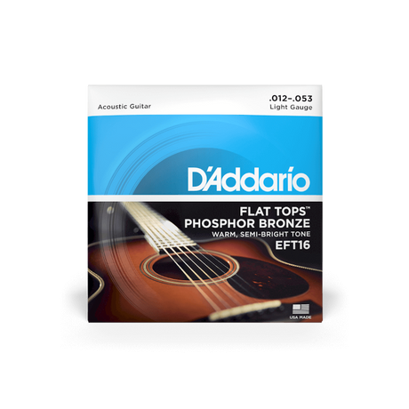 DAddario EFT16 Phosphor Bronze Acoustic Guitar Strings, Light, 12-53