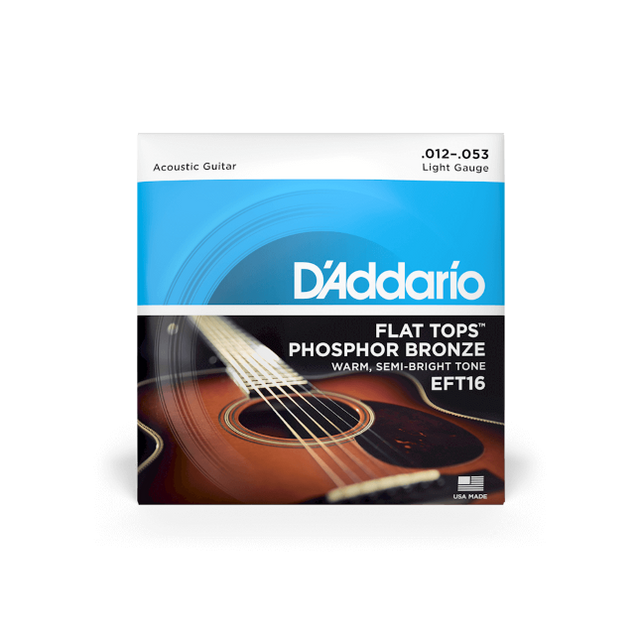 DAddario EFT16 Phosphor Bronze Acoustic Guitar Strings, Light, 12-53