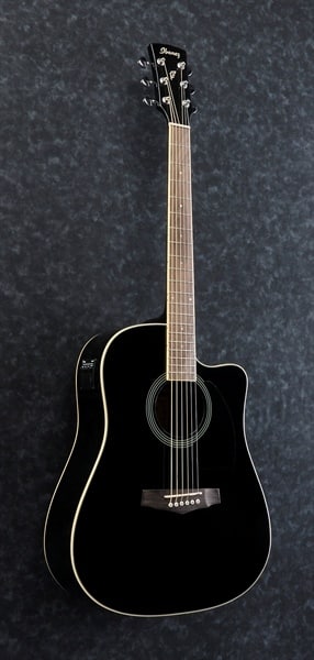 Ibanez PF15ECE BK Schwarze elektrische Akustik-Westerngitarre